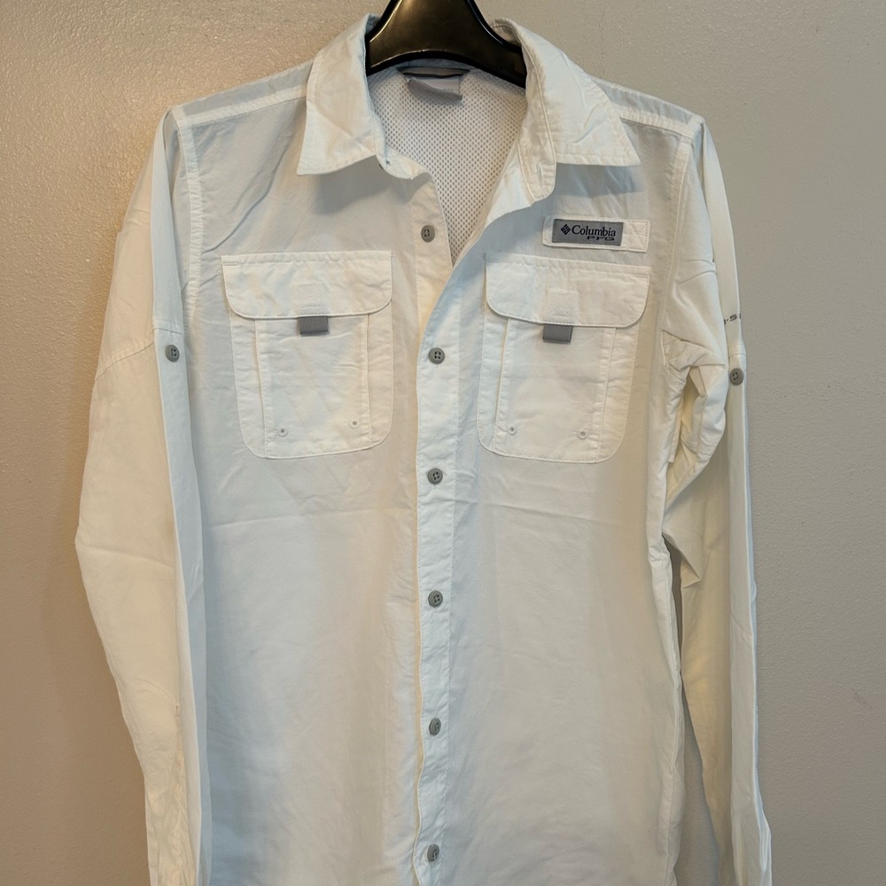 Columbia White Button Down Shirt